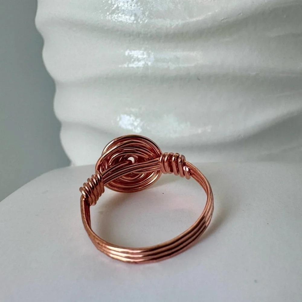 Copper Wire Wrap Rose Ring